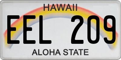 HI license plate EEL209