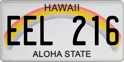 HI license plate EEL216