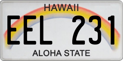 HI license plate EEL231