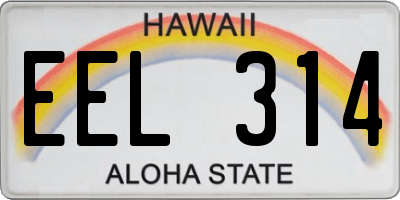 HI license plate EEL314