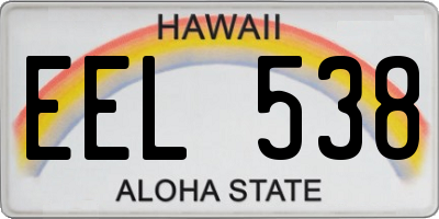 HI license plate EEL538