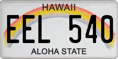 HI license plate EEL540