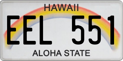 HI license plate EEL551