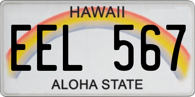 HI license plate EEL567