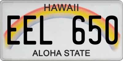 HI license plate EEL650