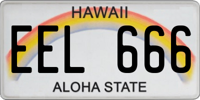 HI license plate EEL666