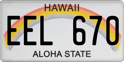 HI license plate EEL670