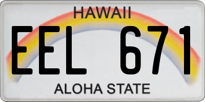 HI license plate EEL671