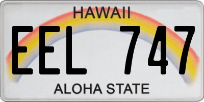 HI license plate EEL747