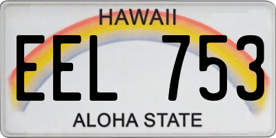HI license plate EEL753