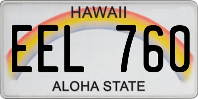 HI license plate EEL760