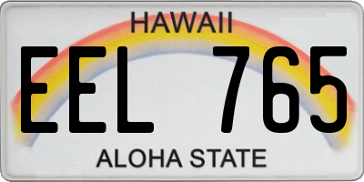 HI license plate EEL765