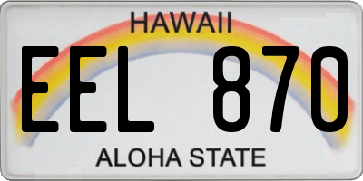 HI license plate EEL870