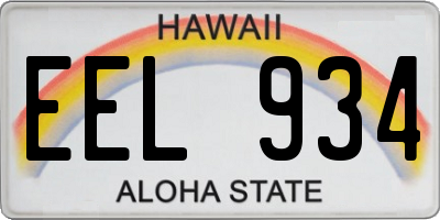 HI license plate EEL934