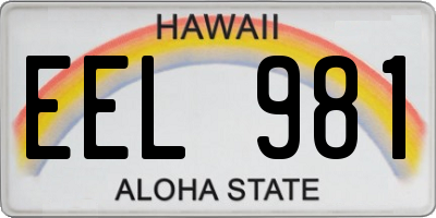 HI license plate EEL981