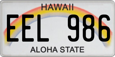 HI license plate EEL986