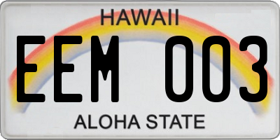 HI license plate EEM003