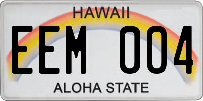 HI license plate EEM004