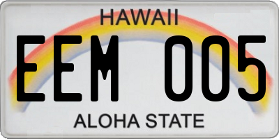 HI license plate EEM005
