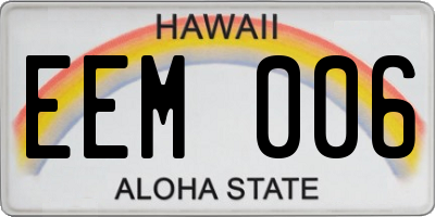 HI license plate EEM006