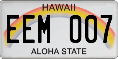HI license plate EEM007