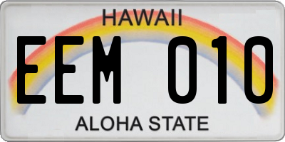 HI license plate EEM010