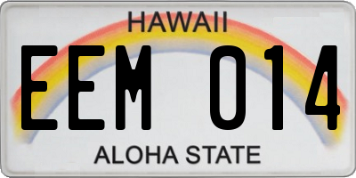 HI license plate EEM014