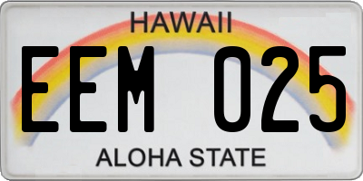 HI license plate EEM025