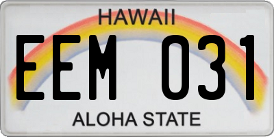 HI license plate EEM031
