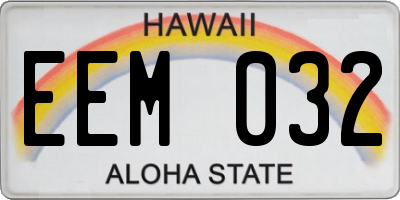 HI license plate EEM032