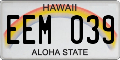 HI license plate EEM039