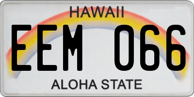 HI license plate EEM066