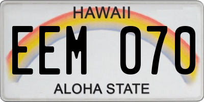 HI license plate EEM070