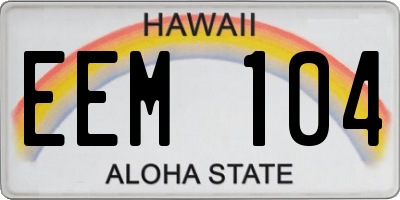 HI license plate EEM104