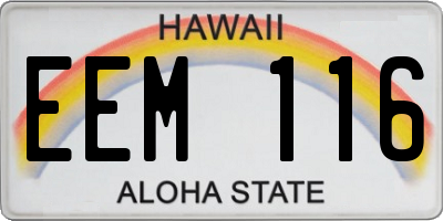 HI license plate EEM116
