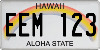 HI license plate EEM123