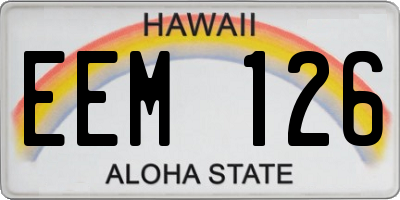 HI license plate EEM126