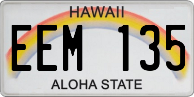HI license plate EEM135