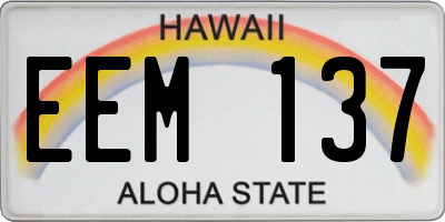HI license plate EEM137