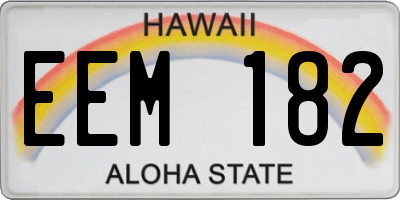 HI license plate EEM182