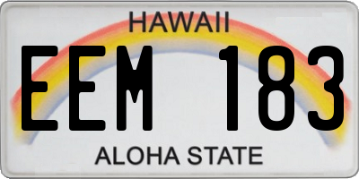 HI license plate EEM183