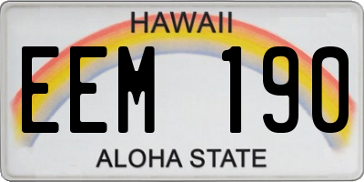 HI license plate EEM190