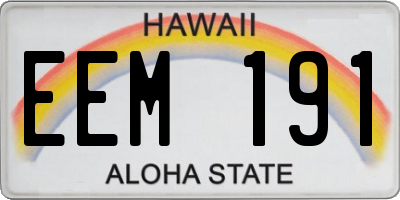 HI license plate EEM191