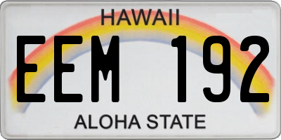 HI license plate EEM192