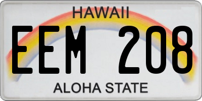 HI license plate EEM208