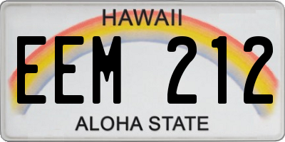 HI license plate EEM212