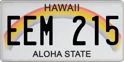 HI license plate EEM215