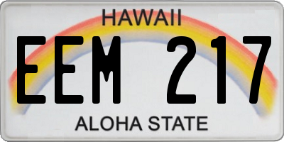 HI license plate EEM217