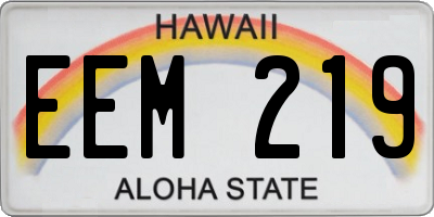 HI license plate EEM219