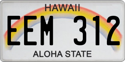HI license plate EEM312